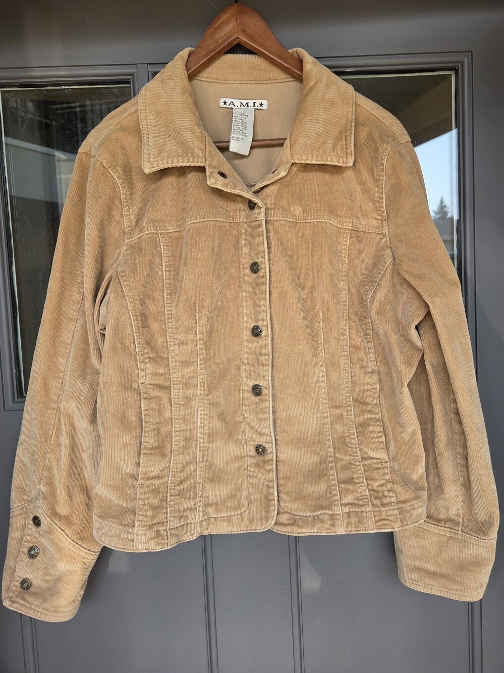 A.M.I. Tan Camel Corduroy Collared Utility Jacket Women's Size L
